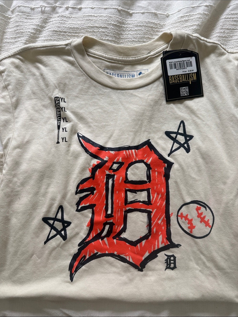 NWT Baseballism Kids Graphic Tee Detroit Logo youth large